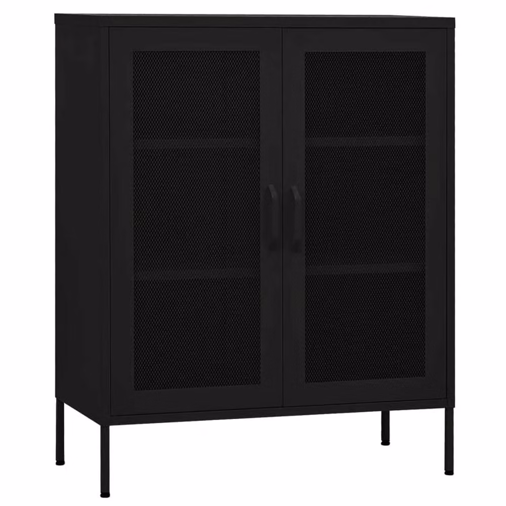 Berkfield Home Industrial Black Steel Storage Cabinet with Glass Hinged Doors W/D/H: 80 x 35 x 101.5 cm – 2