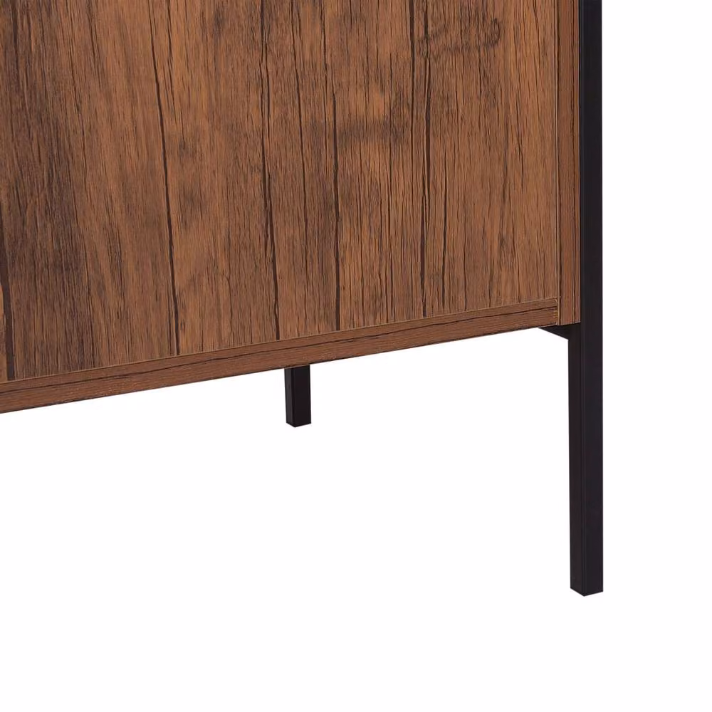 Wyld and Coco Industrial Sideboard in Dark Brown with Black Frame, featuring 3 Drawers and 2 Cabinets – 5