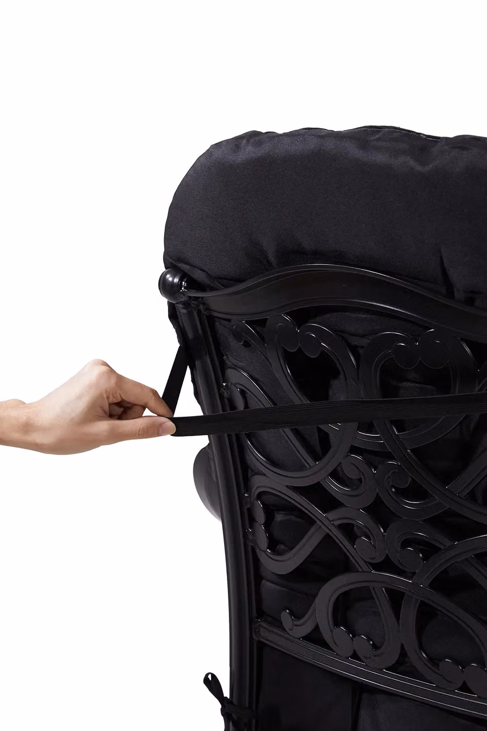 Living and Home Waterproof Garden Lounger Chair Cushion in Black, W: 48 cm, L: 110 cm – 3