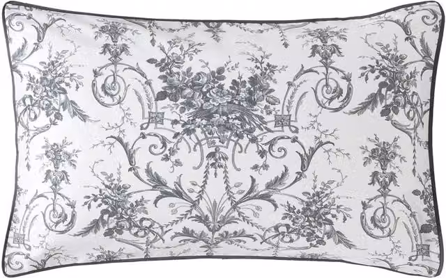 Laura Ashley Tuileries Cotton Housewife Pillowcase in Charcoal Grey