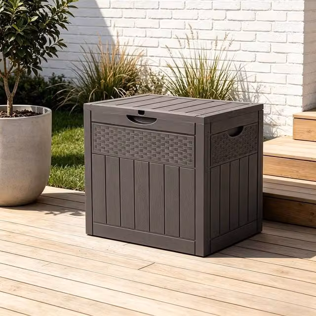 Living and Home 126L PP Garden Storage Box with Combination Padlock in Grey