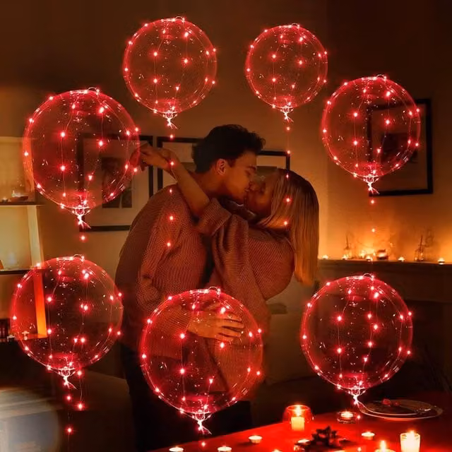 Shatchi Red LED Light Up Bubble Party Decoration Balloons