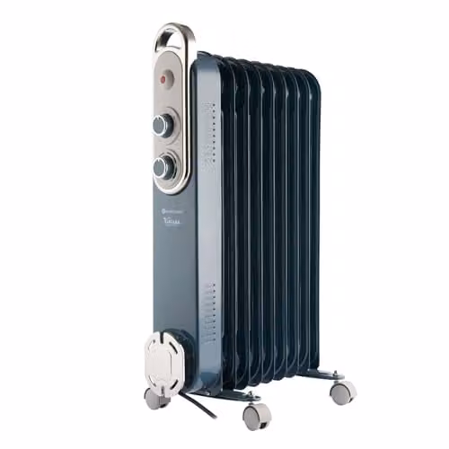 Rediffusion 2000W Oil Filled Radiator in Blue, H 66.0 x W 40.5 x D 24.0 cm