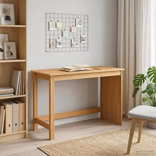 vidaXL Minimalist Writing Desk in Honey Brown Solid Pine Wood, W/D/H: 112 x 50 x 75 cm – 2