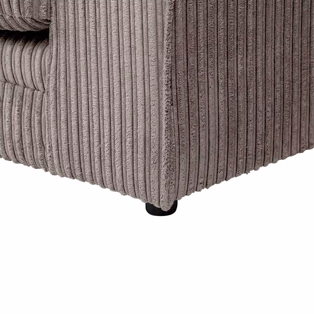 LUXURY LIFE Declan Grey Jumbo Cord Fabric Left Hand Facing Corner Sofa – 3