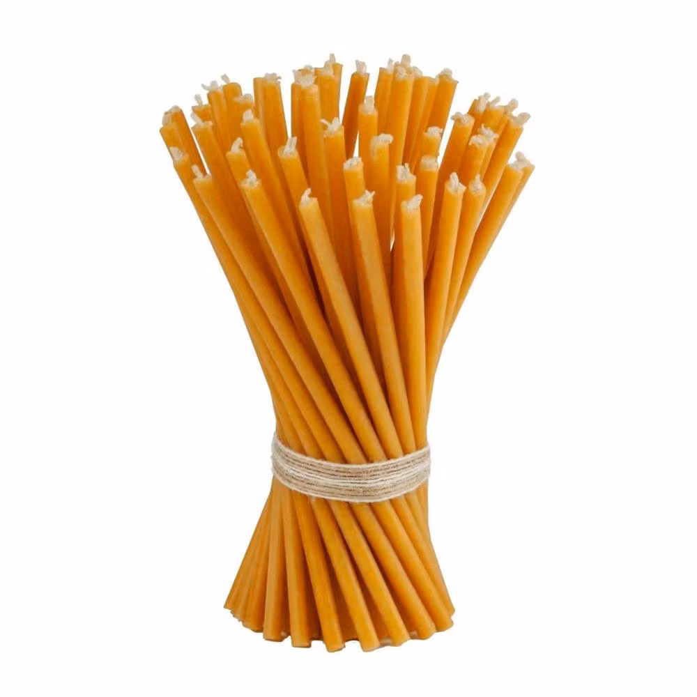 SPETLEK 50 pcs Pure Beeswax Church Candles in Amber – 3