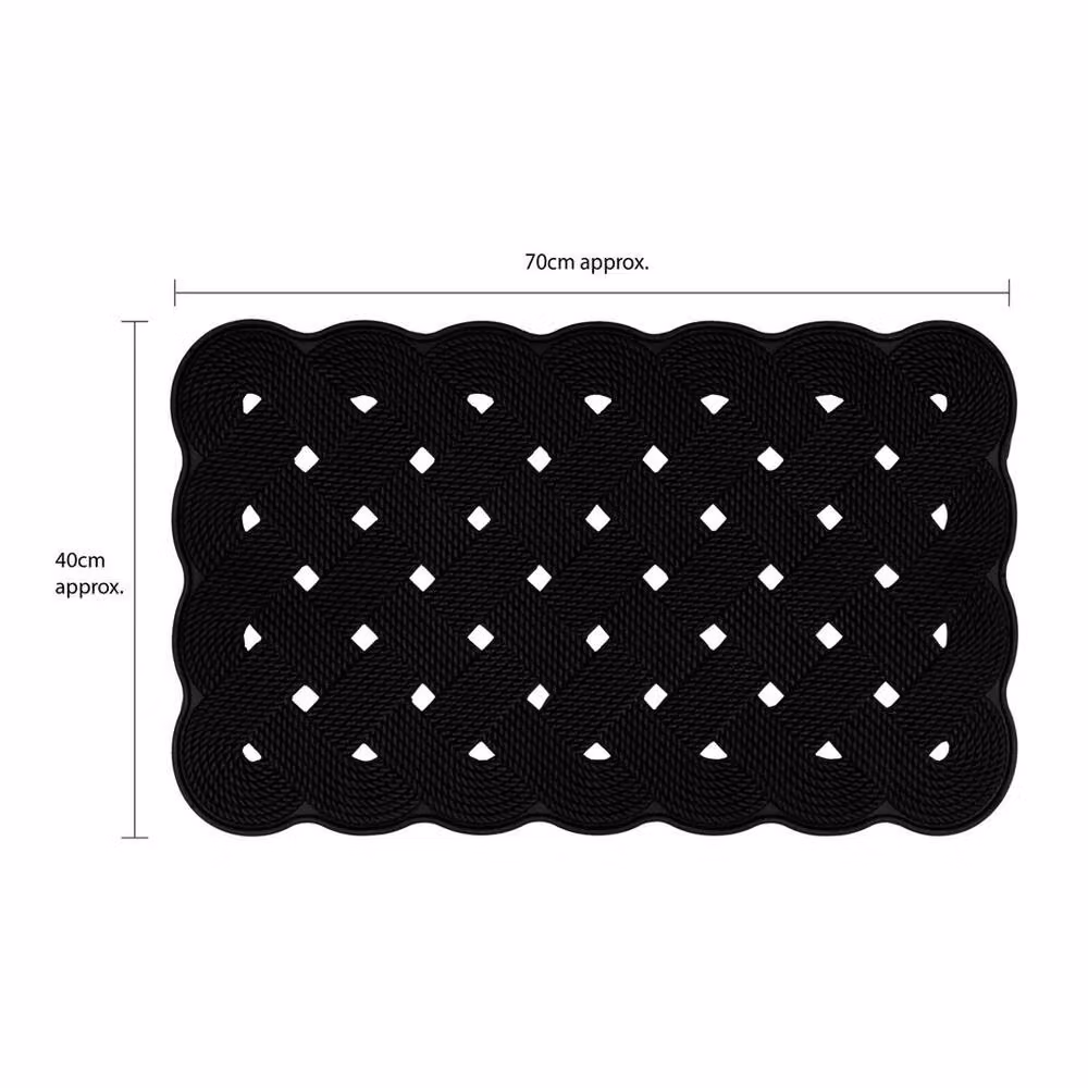 EONLION Black Rubber Scraper Entrance Foyer Doormat, W: 100 cm, L: 1100 cm – 2