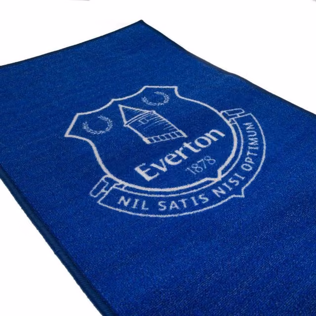 Everton FC Washable Blue Polyamide Rectangular Rug for Children's Bedrooms