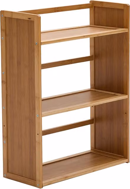 Livingandhome Brown Bamboo Desktop Bookshelf with Back Panel, Width: 65 cm