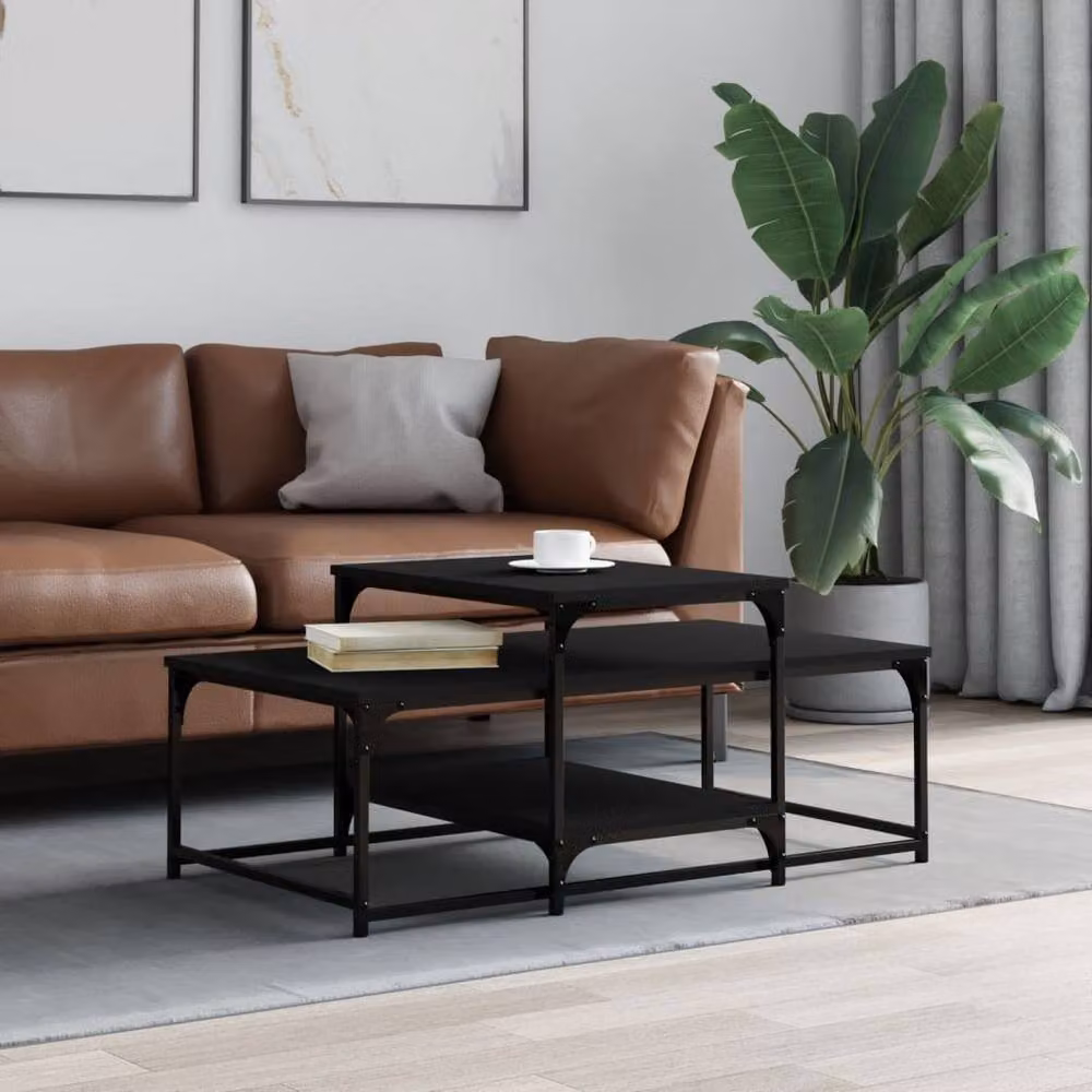Berkfield Home Black Rectangular Coffee Table in Engineered Wood, W: 102 cm, D: 60 cm, H: 45 cm – 2