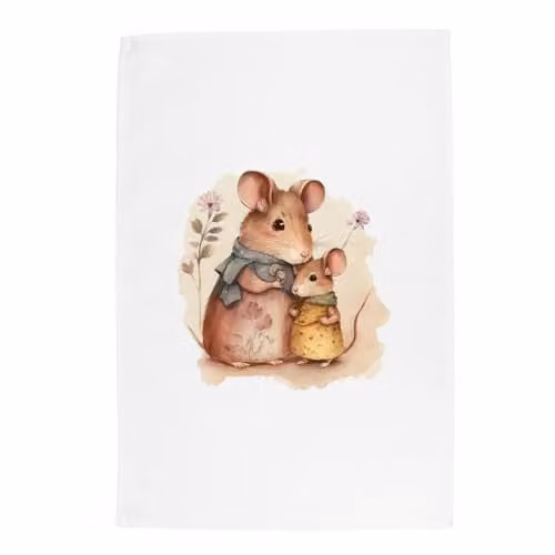 Purely Home Mouse Family Cotton Tea Towel, Multicolour, W: 67 cm, H: 45 cm