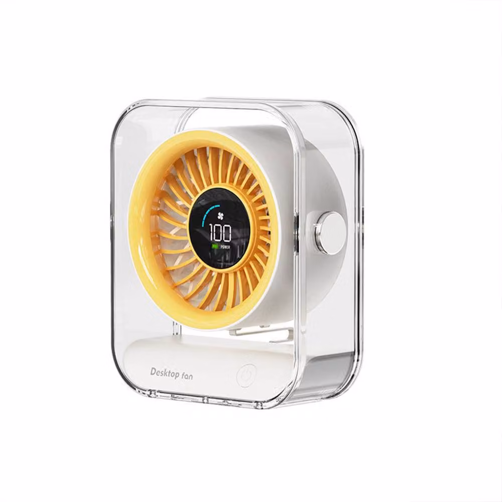 Quipulse Rechargeable Portable Desktop Cooling Fan with Digital Display in Yellow – 3