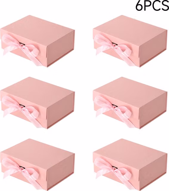 Lifeideas 6 Pack Folding Magnetic Paper Gift Boxes in Pink
