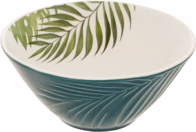 Orsina Porcelain Floral Salad Bowl in Green and White – 1