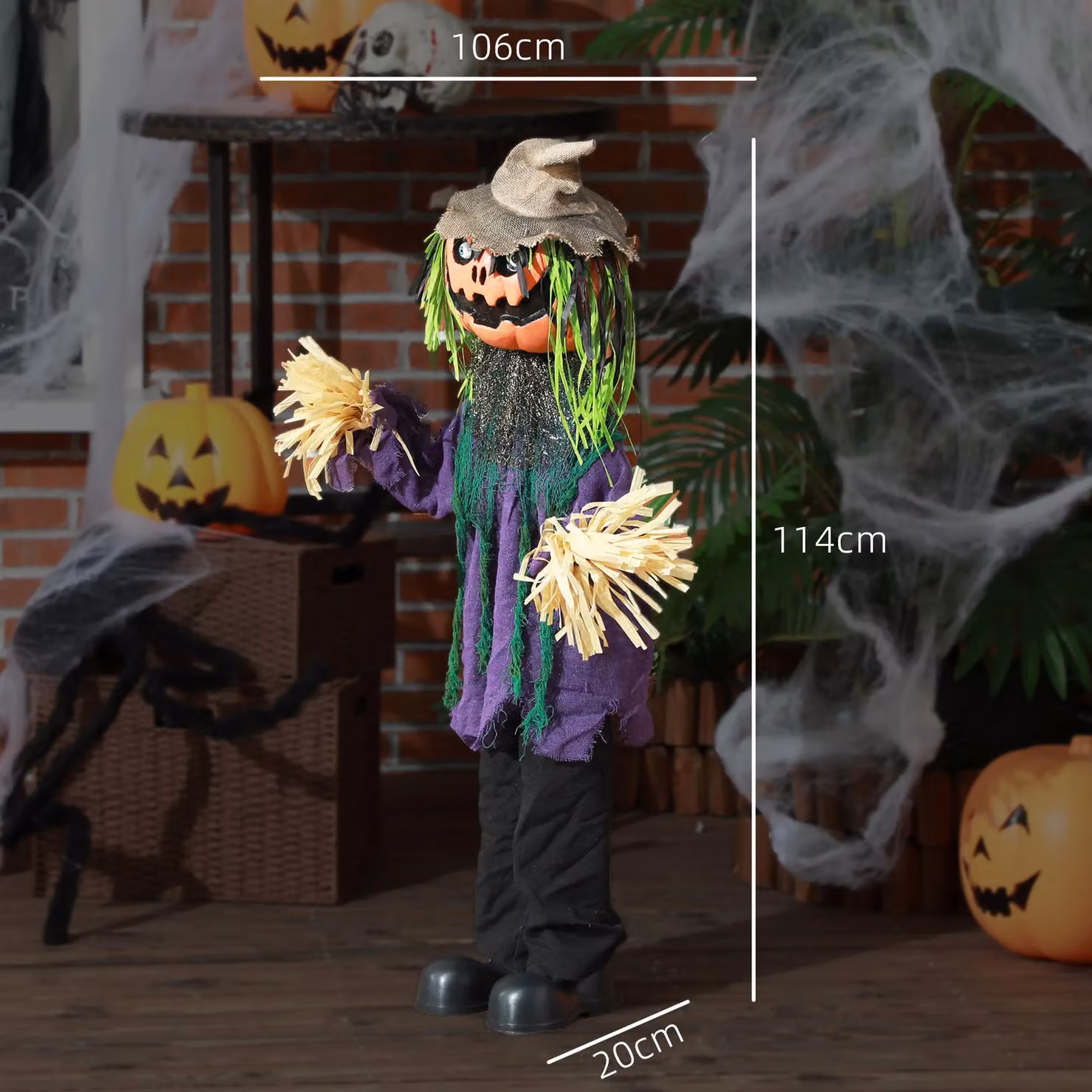 HOMCOM Purple Pumpkin Halloween Animatronic Prop for Indoor and Outdoor Decoration – 3