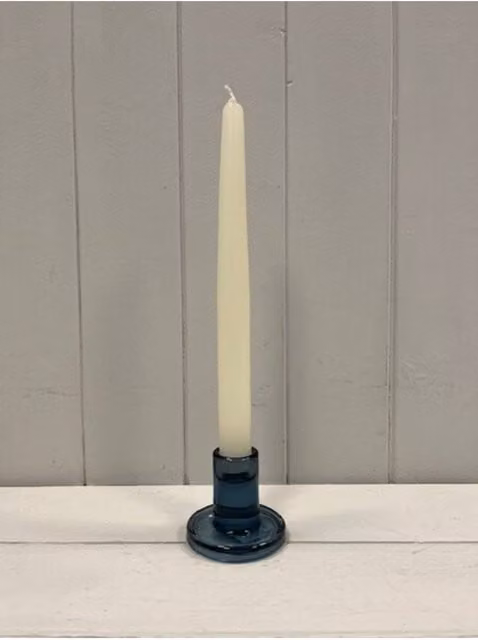 KDMD Blue Smooth Small Round Glass Taper Candle Holder