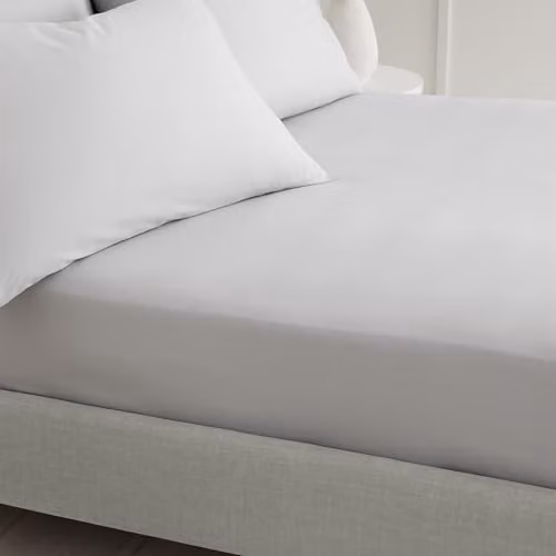 Bianca 200 Thread Count Cotton Percale Fitted Sheet Grey W/D/H: 200 x 185 x 32 cm – 2