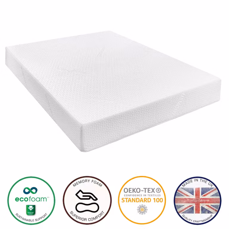 Aspire Kids Memory Foam Mattress in White, Small Single