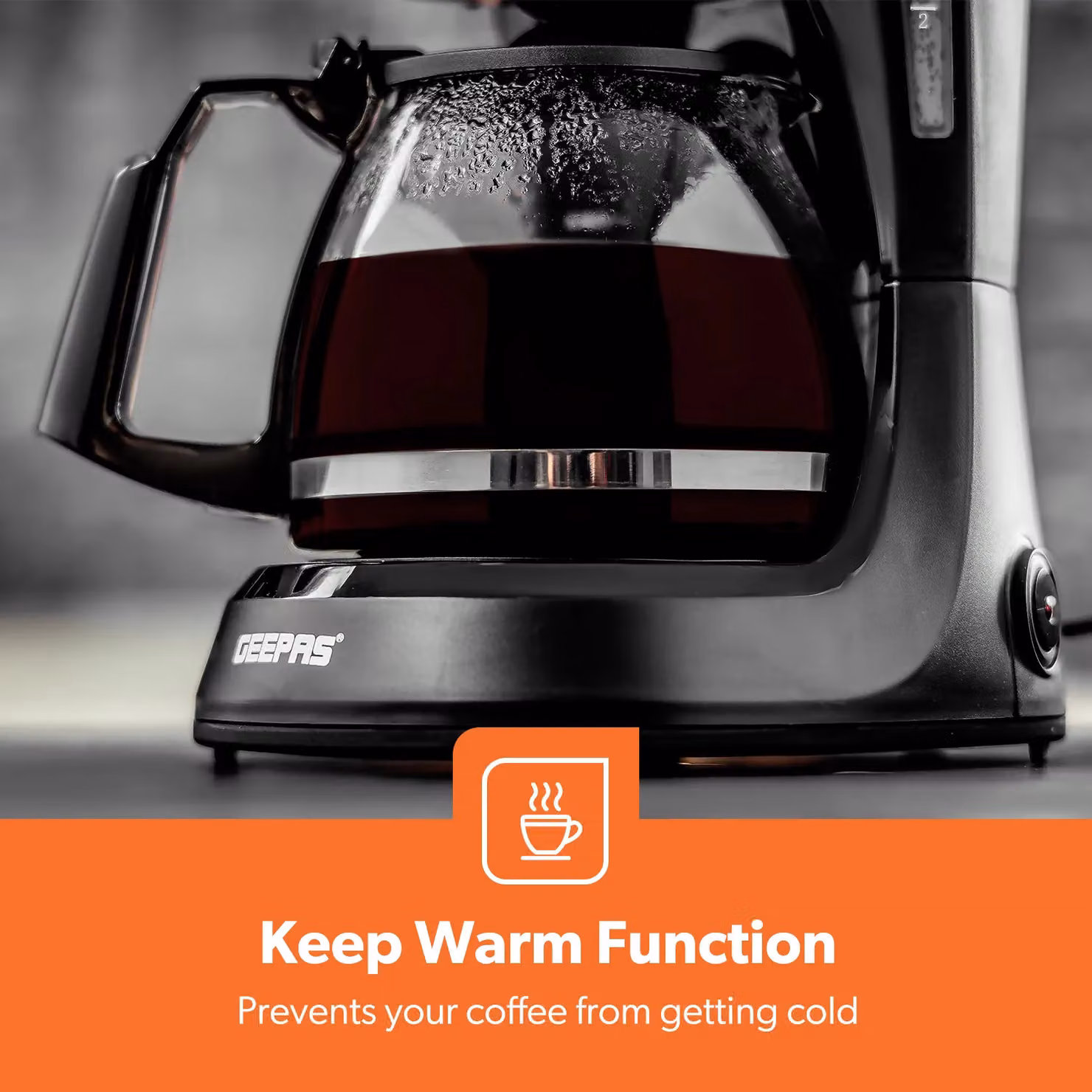 Geepas Filter Coffee Machine with Glass Jug, 750ml, 600W, Keep Warm Function, Black – 4