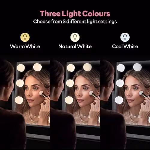 Carmen Hollywood 9 Bulb LED Vanity Mirror with Metal Frame and Smart Touch Screen Technology, Black, C85050BLK – 4