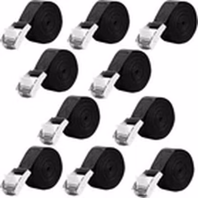 EONLION 10 Pack Black Adjustable Cam Buckle Lashing Straps with Metal Hardware