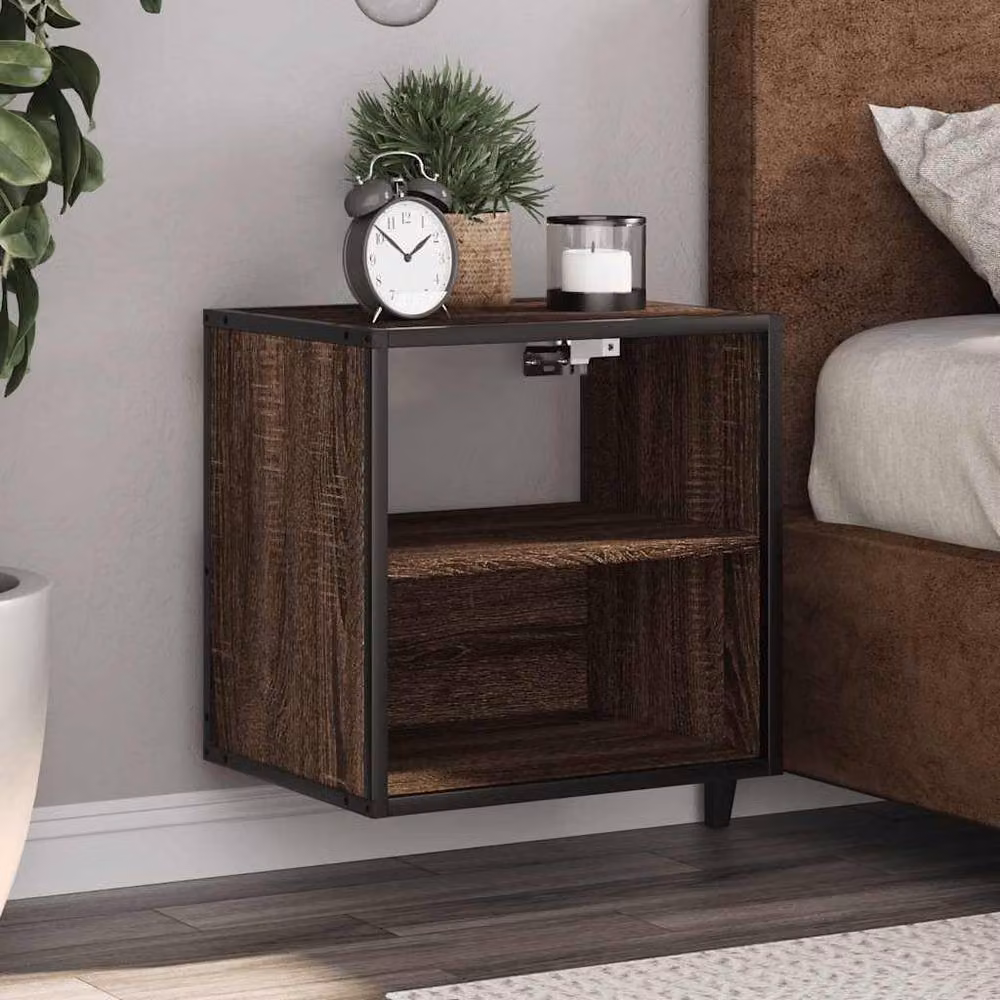 Berkfield Home Wall-mounted Bedside Cabinets, 2 Pack, Brown Oak, W: 40 cm, D: 31 cm, H: 39.5 cm – 2