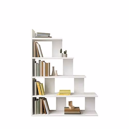 Decorotika Echo 5-Tier Ladder Style Accent Bookcase, White – 1