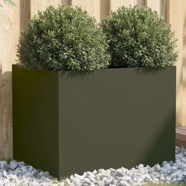 Berkfield Home Steel Planter Tub in Green, W: 62 cm, D: 47 cm, H: 46 cm – 1