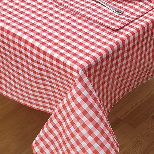 Kitchenwise Red Gingham Checked Cotton Tablecloth