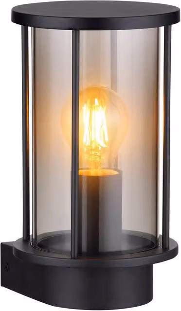 Globo Lighting Gracey Outdoor Wall Lantern Matt Black with Smoke Glass Shade IP54 – 3