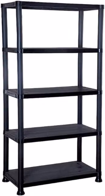 Garden Mile Heavy-Duty Black Plastic Freestanding Storage Shelves