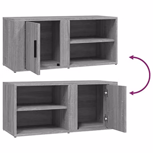 vidaXL Set of 2 Modern TV Cabinets in Grey Sonoma, W/D/H: 80 x 31.5 x 36 cm – 4