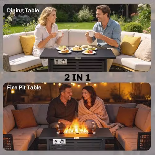 Outsunny Black Propane Gas Fire Pit Table with Rain Cover, W/D/H: 157.5 x 142.2 x 142.2 cm – 3