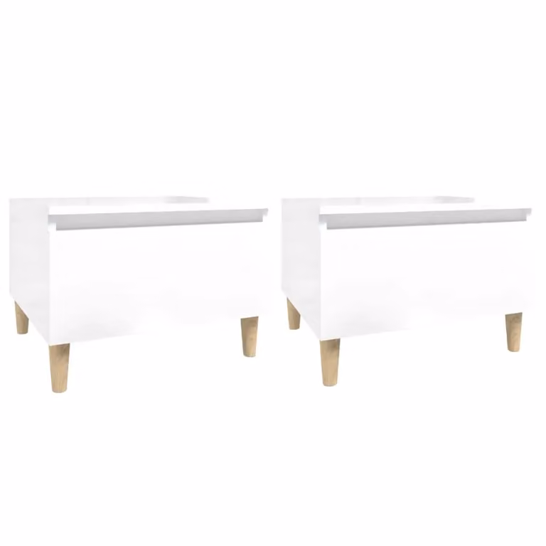 Berkfield Home Set of 2 High Gloss White Side Tables, W/D/H: 50 x 46 x 35 cm