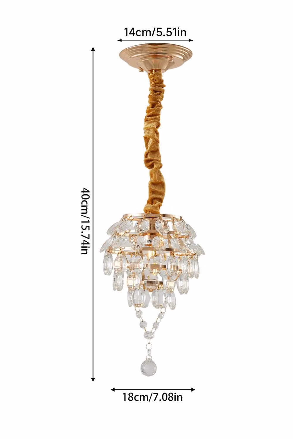 Living and Home Elegant Crystal Pendant Light in Gold and Brass – 2