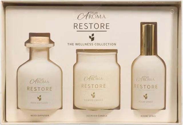 True Aroma Restore Gift Set in White Glass