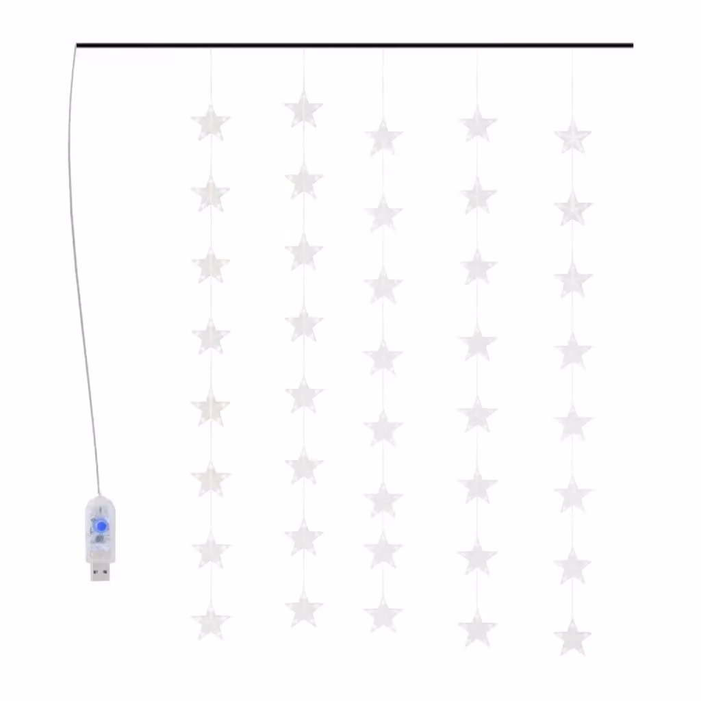 Berkfield Home Blue LED Star Curtain Fairy Lights with 200 LEDs and 8 Functions – 2