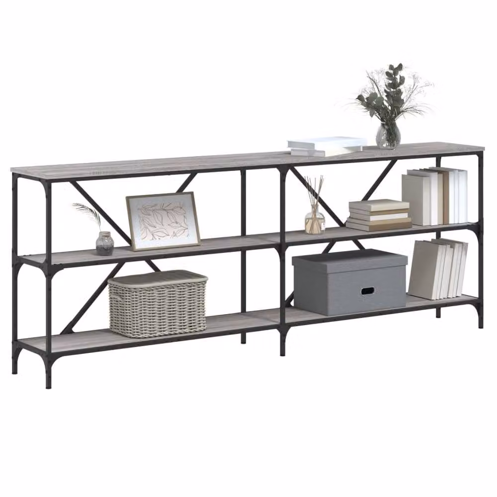 Berkfield Home Console Table in Grey Sonoma, W/D/H: 200 x 30 x 75 cm – 3