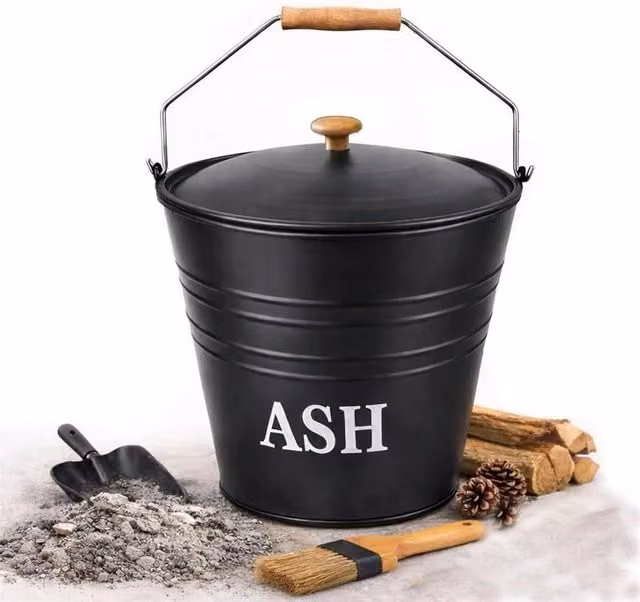 NESTLUNE 12L Cast Iron Ash Bucket with Lid for BBQ and Wood Fire, Black – 1