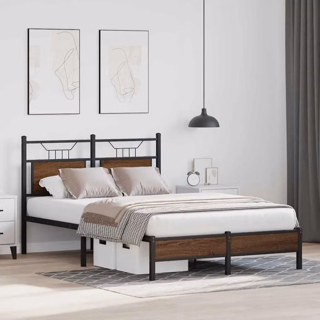 Berkfield Home Small Double Bed Frame in Brown Oak, W: 120 cm, D: 200 cm – 3