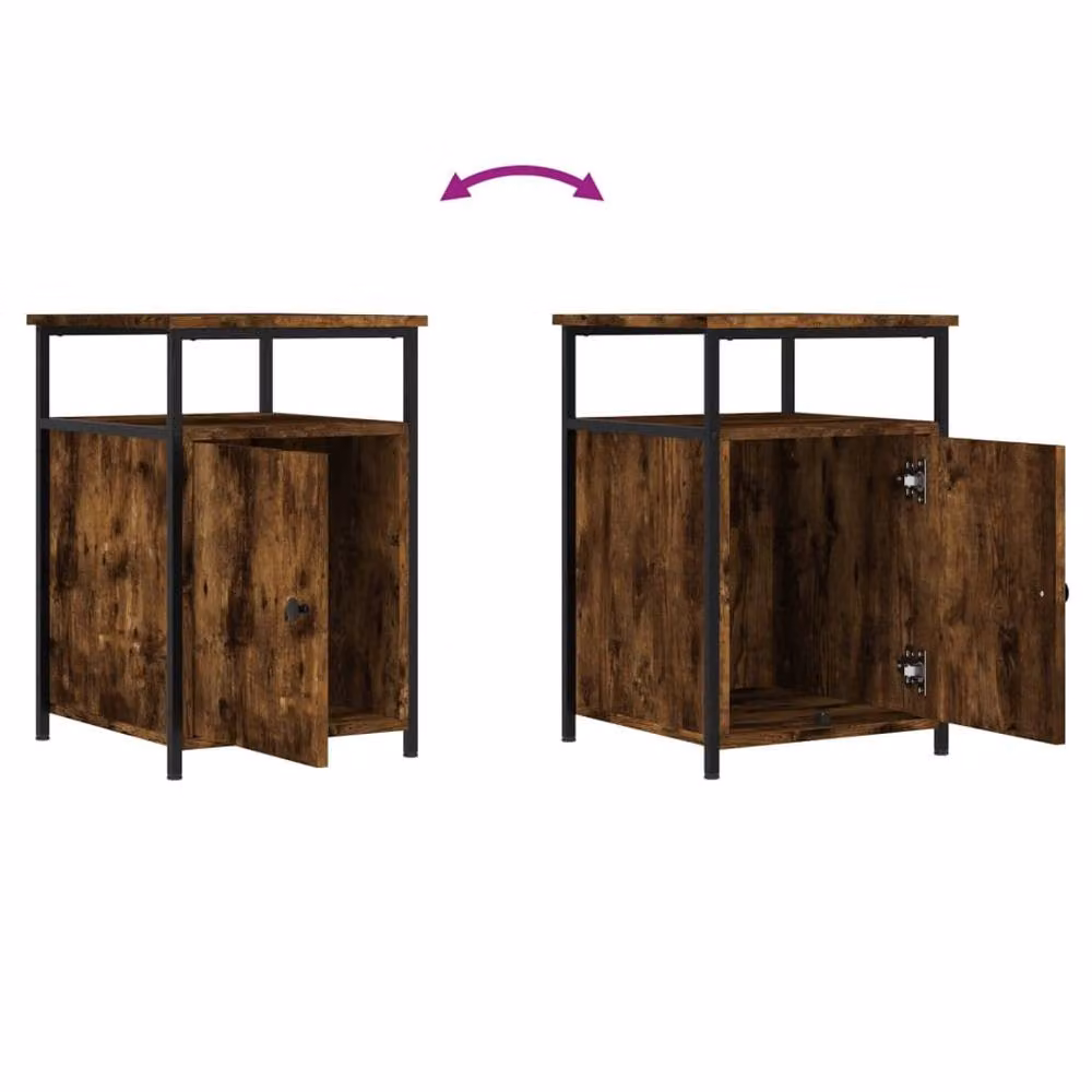 Berkfield Home Set of 2 Smoked Oak Bedside Cabinets in Brown, W/D/H: 40 x 42 x 60 cm – 6