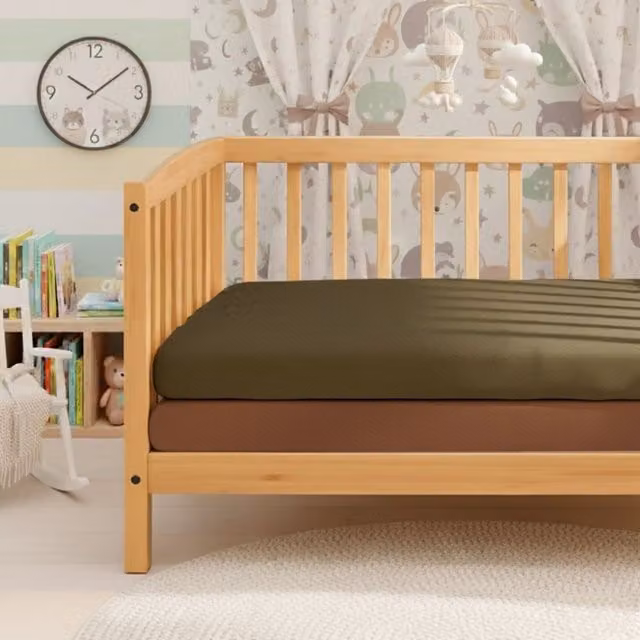 MHG Living Pack of 2 Cotton Jersey Baby Cot Fitted Sheets in Green and Yellow, W: 140 cm, D: 70 cm