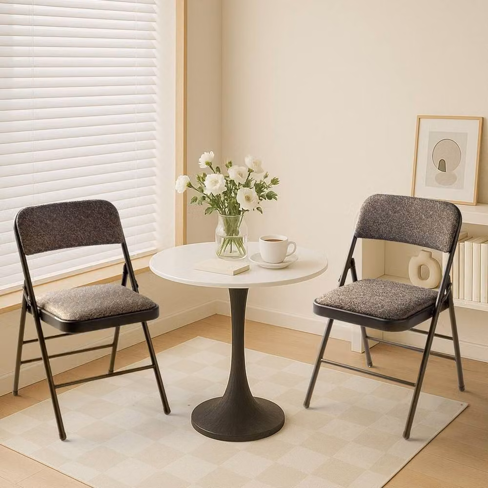 EONLION Set of 2 Foldable Padded Home Office Chairs in Brown – 3