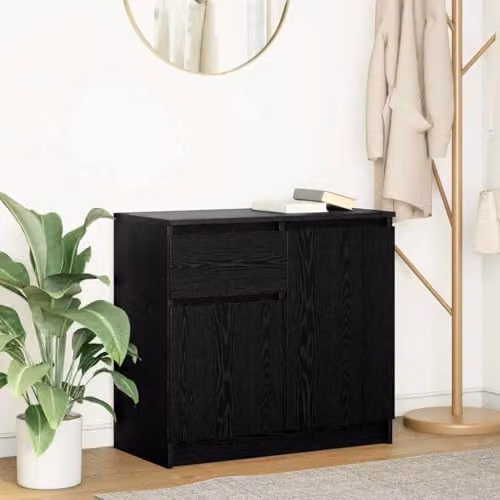 vidaXL Modern Sideboard with Drawer in Black, W/D/H: 71 x 35 x 65 cm – 2