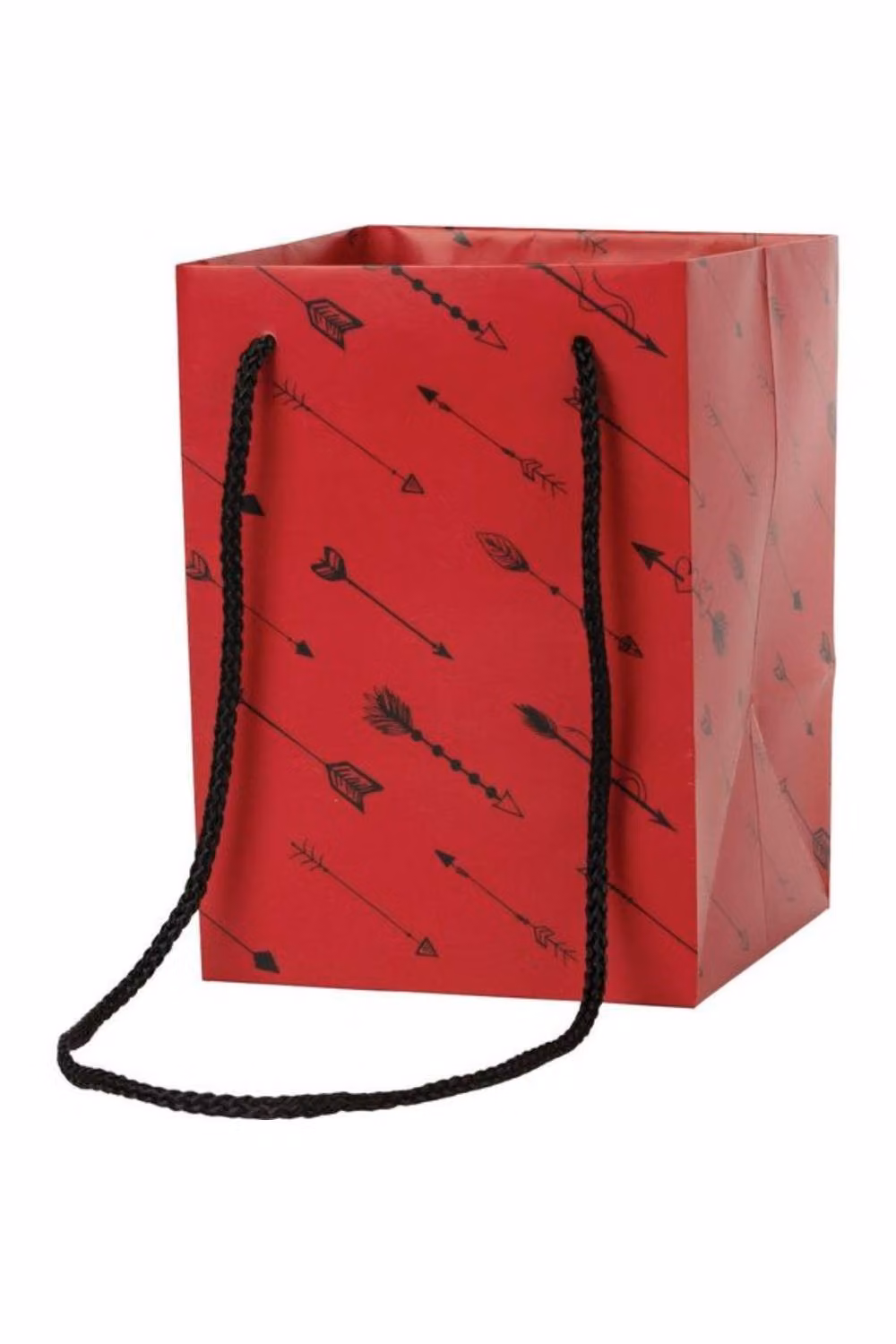 KDMD Red and Black Cupid's Arrow Paper Hand Tie Gift Bags, 10 Pack – 2