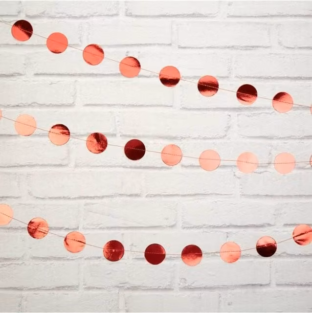 KDMD Red Foil Circle Garland 2 Pack for Christmas and Party Decorations