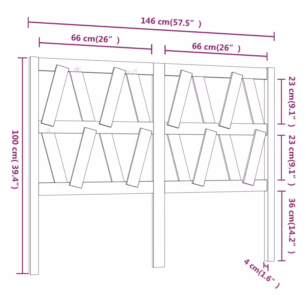 Berkfield Home Grey Solid Pine Wood Bed Headboard W/D/H: 146 x 4 x 100 cm – 3