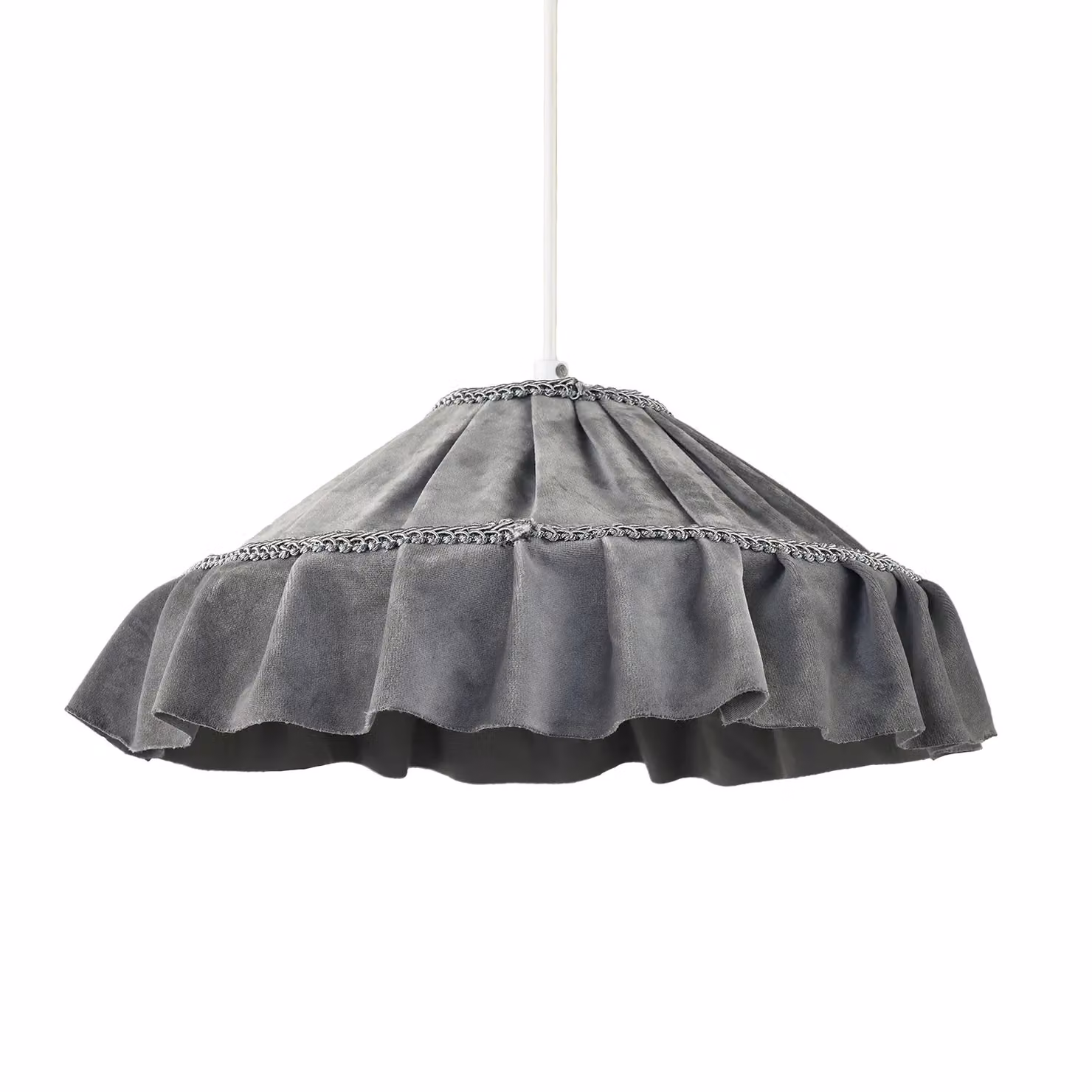 Happy Homewares Shabby Chic Grey Velvet Fabric Pendant Lighting Shade – 2
