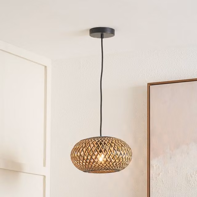Pacific Lifestyle Rattan Dome Pendant Ceiling Light in Brown or Black