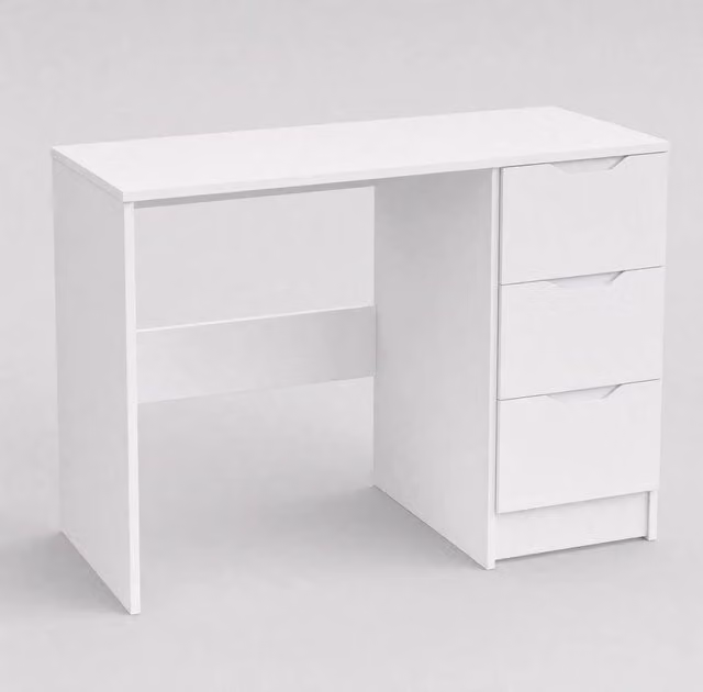 Havendro Matt White 3 Drawer Modern Vanity Dressing Table and Home Office Desk – 1
